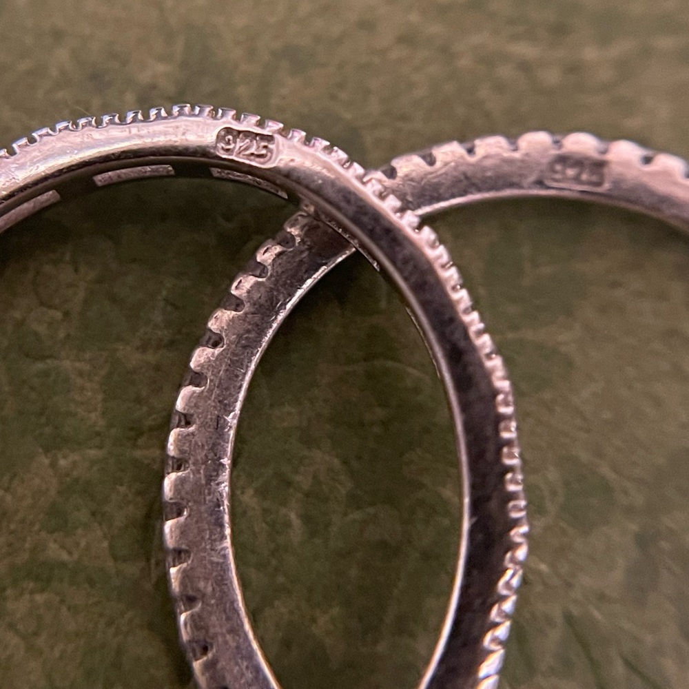 Stackable Sterling Rings With Simulated Diamonds - image 8